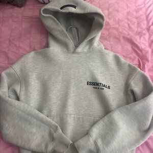 Essentials Fear of God Crewneck Hoodie in Light Gray